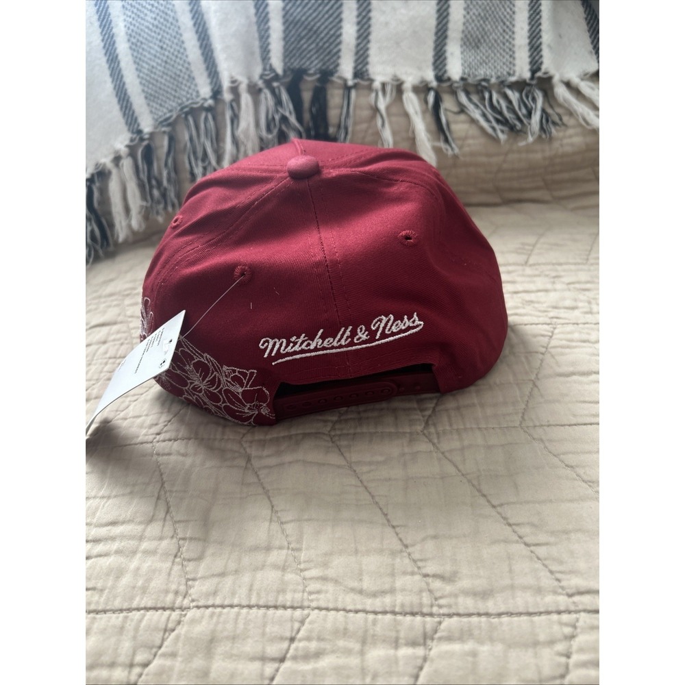 Mitchell And Ness Houston Rockets Flower Hat Snapback Red Suede Brim - Picture 3 of 6